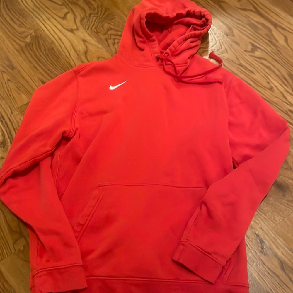 Barley worn red sweatshirt